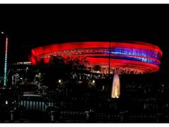 
      
      Bharat Mandapam lights up as Delhi gears up to host BRICS Summit
      
      