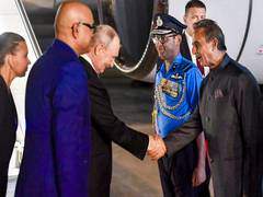 
      
      MEA hails bilateral ties with Russia on Putin's arrival for BRICS
      
      