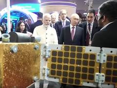 
      
      PM Modi, Putin visit INNOPROM Exhibition at Bharat Mandapam
      
      