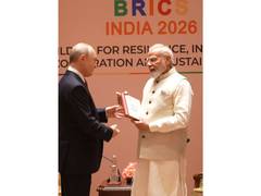 
      
      PM Modi meets Russian President on sidelines of BRICS Summit
      
      