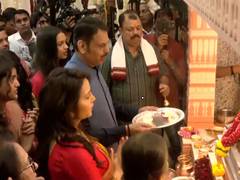 
      
      Maharashtra: CM Fadnavis welcomes Bappa at his residence
      
      