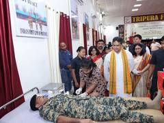 
      
      CM Manik Saha attends blood donation camp
      
      