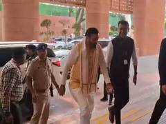 
      
      Rekha Gupta, Nayab Saini, CR Paatil arrive to attend meeting chai
      
      