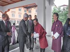 Thimphu: EAM Jaishankar receives warm welcome from Bhutan Finance Minister Lekey Dorji
