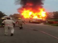 
      
      4 injured after bus catches fire in Bhubaneswar's Baramunda 
      
      