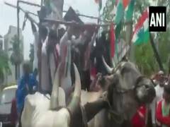 
      
      Bullock cart collapses during Congress protest against fuel...
      
      