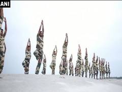
      
      Assam: BSF personnel perform yoga asanas at Brahmaputra river...
      
      