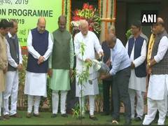
      
      PM Modi plants saplings in Parliament as part of plantation drive
      
      