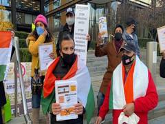
      
      London: Protest outside Amazon office for selling products...
      
      