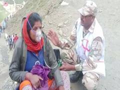
      
      J-K: ITBP personnel administer oxygen to Amarnath pilgrims in...
      
      