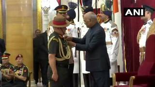 
      
      Army Chief Bipin Rawat receives PVSM from Prez Kovind
      
      