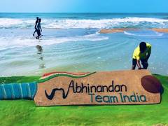 
      
      Sand artist Sudarsan Pattnaik 'Abhinandan' team India
      
      