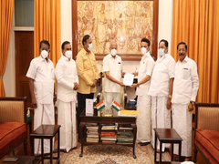 
      
      DMK delegation meets Tami Nadu Guv, hands over 97-page...
      
      