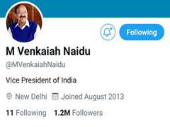 
      
      Twitter removes blue badge from Vice President Venkaiah...
      
      