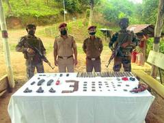 
      
      Arms, ammunition recovered by Assam Rifles in Mizoram's Lawngtlai
      
      