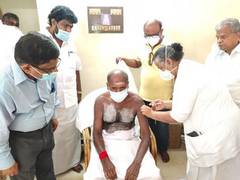 
      
      Puducherry CM takes first dose of COVD-19 vaccine
      
      