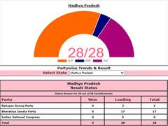 
      
      MP by-polls: BJP ahead on 17 seats while Congress leading on 9
      
      