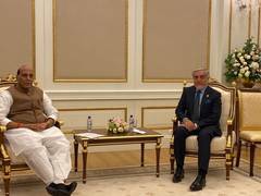 
      
      Rajnath Singh meets Afghan Chief Executive in Tashkent
      
      