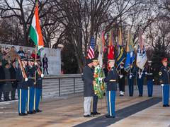 
      
      Rajnath Singh pays tribute to soldiers at US' Arlington...
      
      