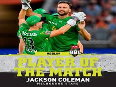 
      
      Melbourne Stars trounce Perth Scorchers by eight wickets in BBL
      
      