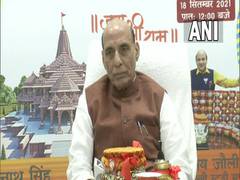 
      
      Defence Minister Rajnath Singh receives water from 115...
      
      