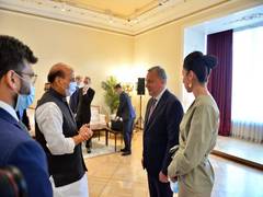 
      
      Rajnath Singh meets Russian Deputy PM
      
      