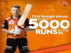 
      
      Warner becomes first foreign player to complete 5000 runs in IPL
      
      