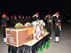 
      
      Lt Gen Asit Mistry, other officers lay wreath on soldier...
      
      