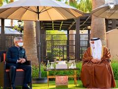 
      
      Jaishankar calls on Bahrain's Prime Minister, conveys PM...
      
      