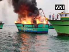 
      
      Fisherman's boat catches fire in Tamil Nadu
      
      