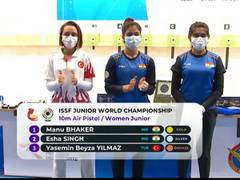 
      
      Manu Bhaker clinches gold, Esha Singh bags silver in ISSF...
      
      
