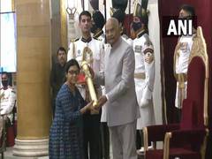 
      
      Veteran table tennis player Mouma Das conferred with Padma...
      
      