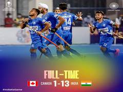 
      
      FIH Men's Junior WC: Hosts India thrash Canada 13-1
      
      