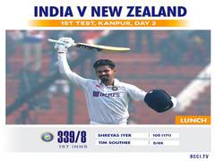 
      
      Ind vs NZ, 1st Test: Shreyas hits maiden ton as India add 81...
      
      