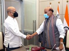 
      
      High commissioner of Sri Lanka to India meets Rajnath Singh
      
      