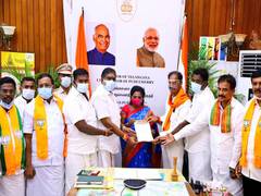 
      
      Puducherry: BJP delegation meets Lt Governor, submits...
      
      