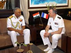 
      
      Navy Chief Hari Kumar interacts with French Counterpart
      
      