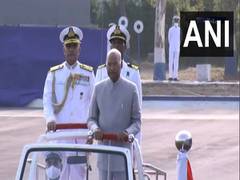 
      
      Ram Nath Kovind presents 'President's Colour' to INS Valsur
      
      