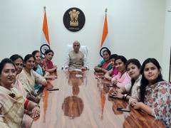
      
      Rajnath Singh meets women legislators from Maharashtra
      
      