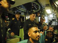 
      
      Rajnath Singh takes sea sortie in INS Khanderi Submarine
      
      