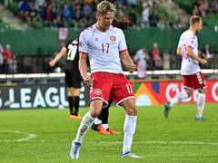 
      
      Jens Stryger's late winner helps Denmark edge Austria
      
      