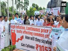 
      
      Rahul Gandhi joins opposition protest on inflation
      
      