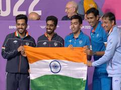 
      
      PM Modi congratulates men's table tennis team for striking gold
      
      