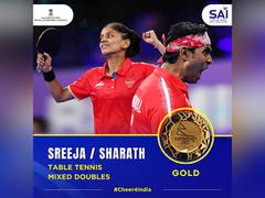 
      
      Sharath Kamal-Sreeja Akula clinch gold in mixed doubles final
      
      