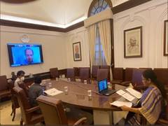
      
      Nirmala Sitharaman attends NDB meeting via video-conferencing
      
      