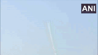 
      
      PM Modi witnesses Suryakiran Aerobatic team's air show
      
      