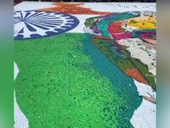 
      
      India's map and Modi's portrait with bottle caps
      
      