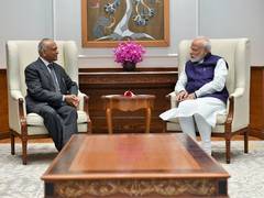 
      
      Delhi: Ladakh LG RK Mathur meets PM Modi
      
      