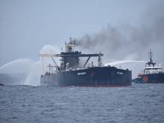 
      
      Re-ignition of fire observed on MT New Diamond's starboard...
      
      