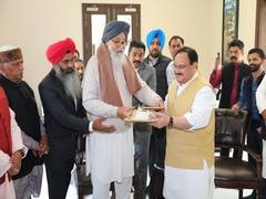 
      
      BJP national president meets SAD Parkash Singh Badal in Punjab
      
      